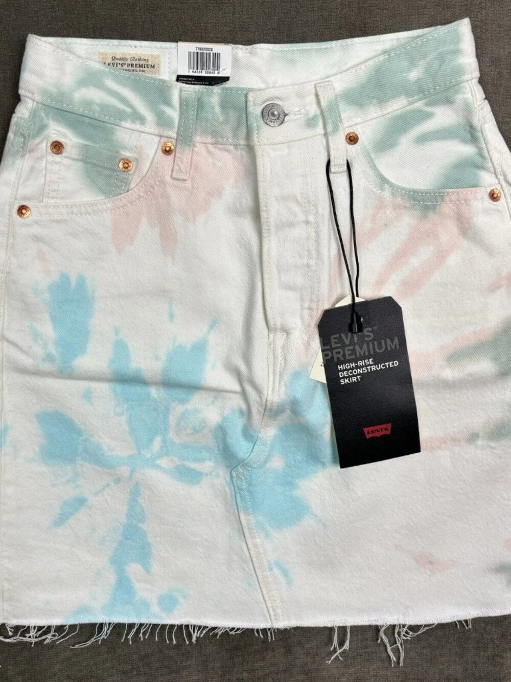 Levis Tie Dye Jean Skirt White High Rise Womens 25 NWT